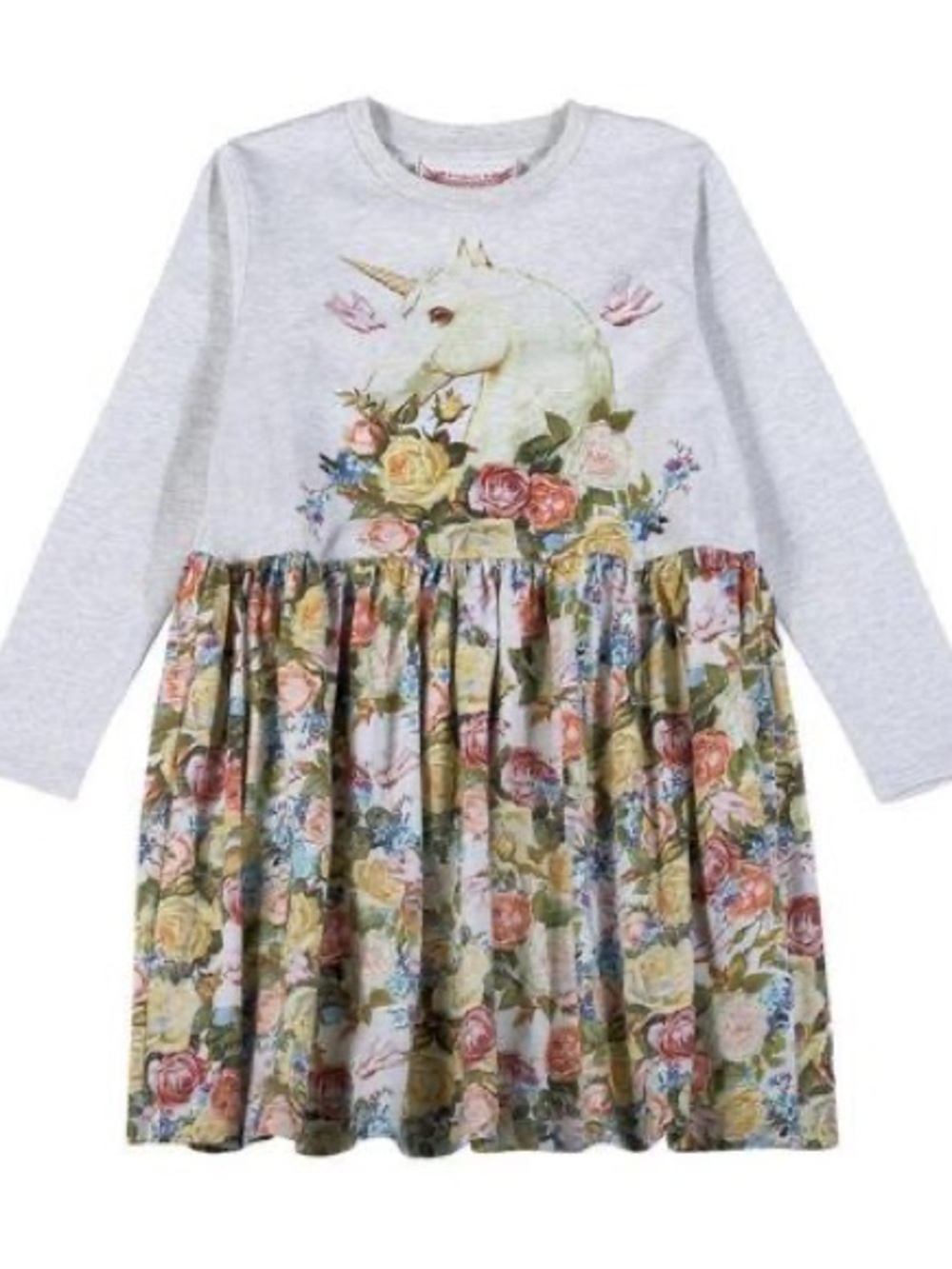 Paper Wings Unicorn Floral Girls Dress